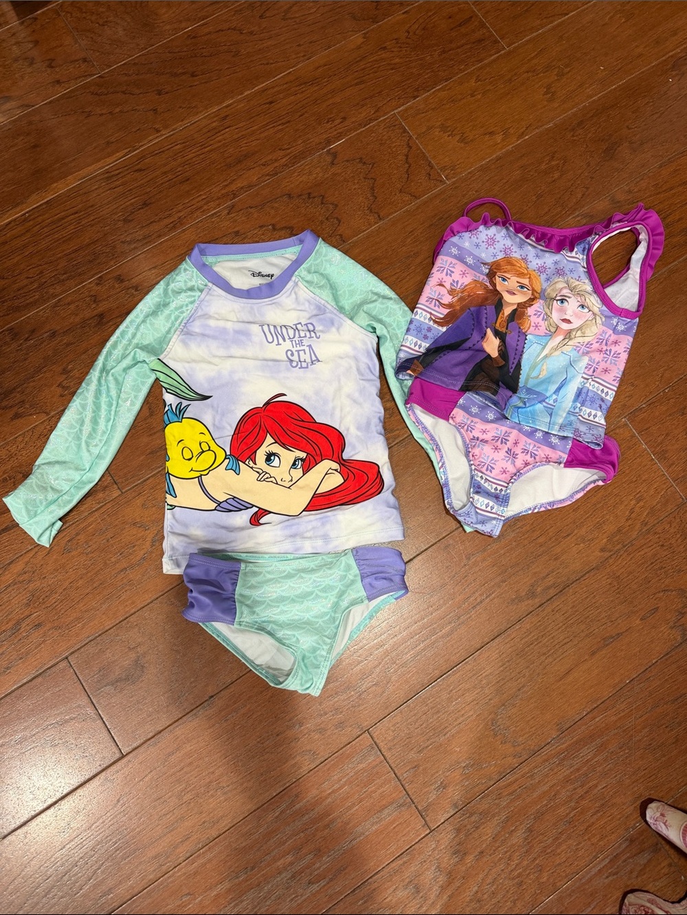 Disney Little Girls Ariel & Frozen Swim Set - Mint, Purple, Pink